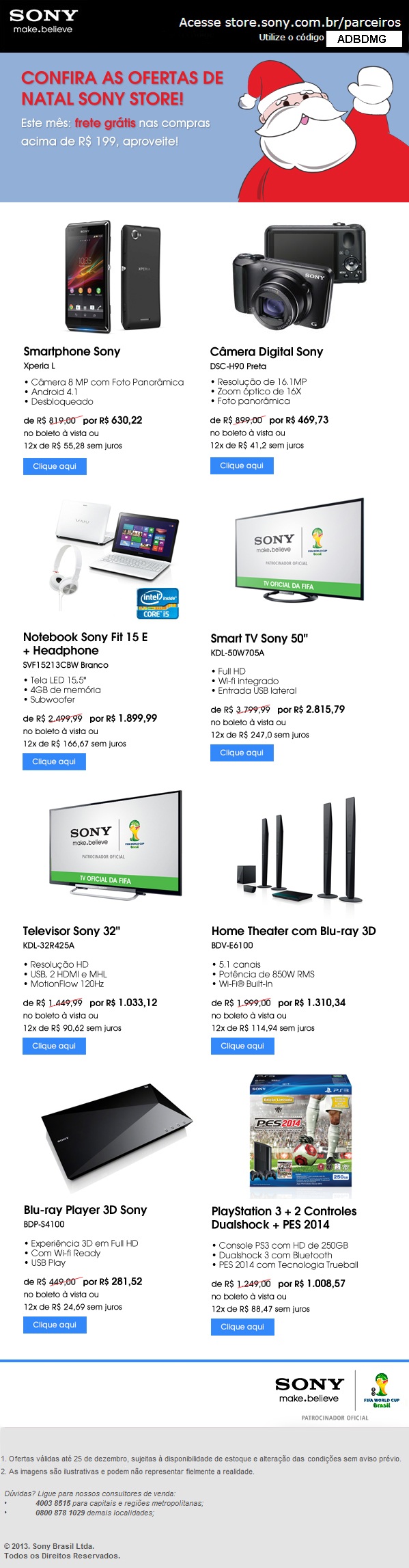 ofertas Sony de Natal